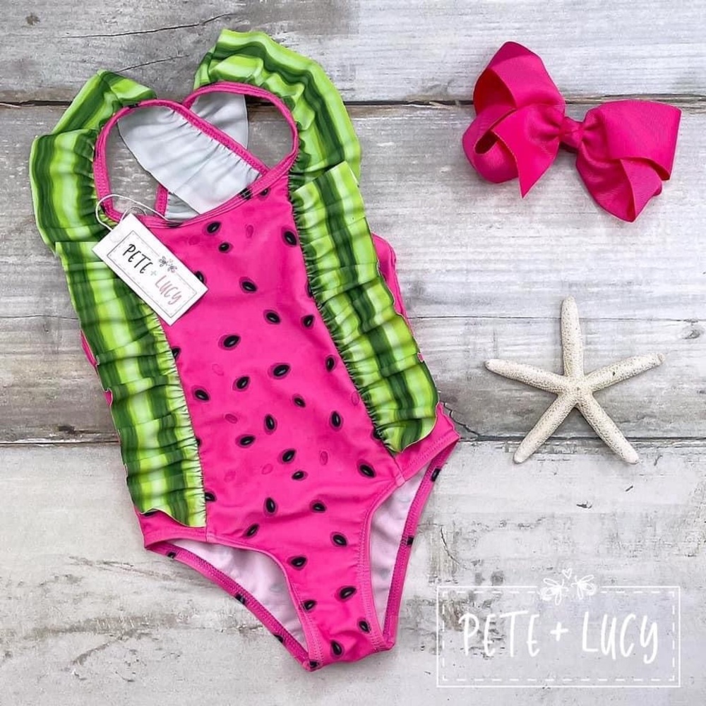 Pete+Lucy Watermelon One Piece Bathing Suit